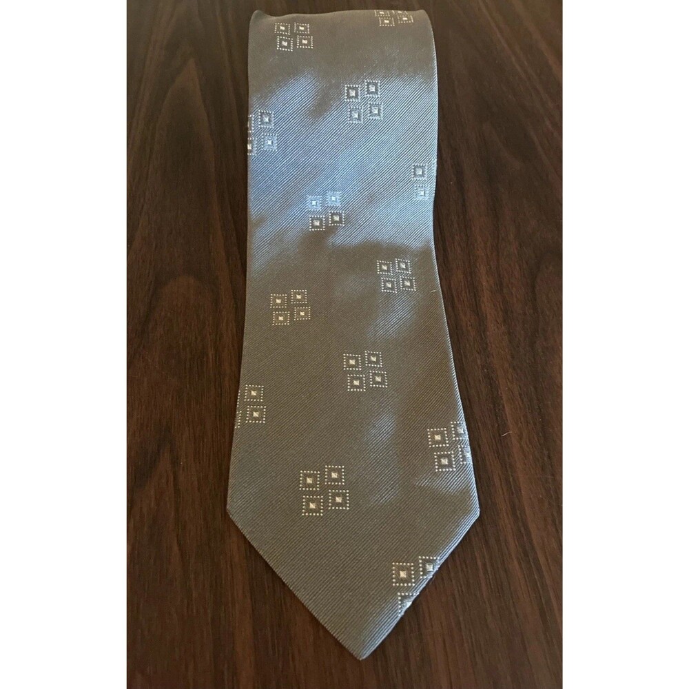 Giorgio Armani Cravatte Silk Tie Made in Italy Gray Geometric Square Jacquard